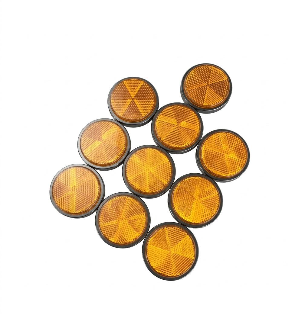 10pc Amber Orange Round Reflector Marker Truck Trailer Reflector Self Adhesive