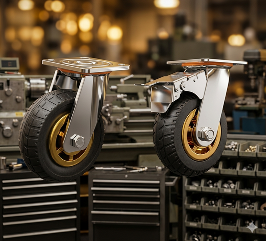 6" Heavy Duty Swivel Caster Wheels, 300KG Capacity, Rubber, Swivel or Brakes, Grey Color - Industrial Load-Bearing Casters for Trolleys, Carts, Workbenches, and Equipment
