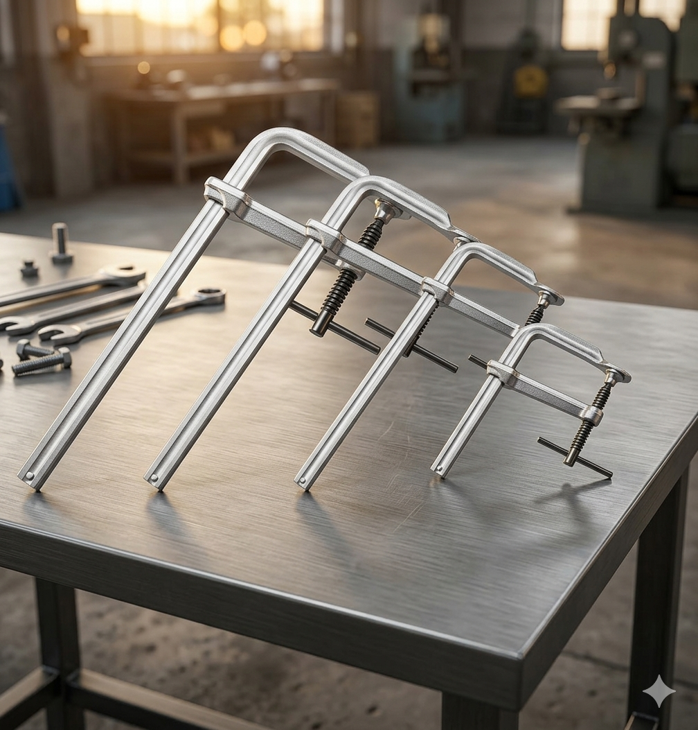 Heavy Duty Industrial Welding F Clamp Solid Forged Steel · 1250kg Holding Force · 180mm Throat