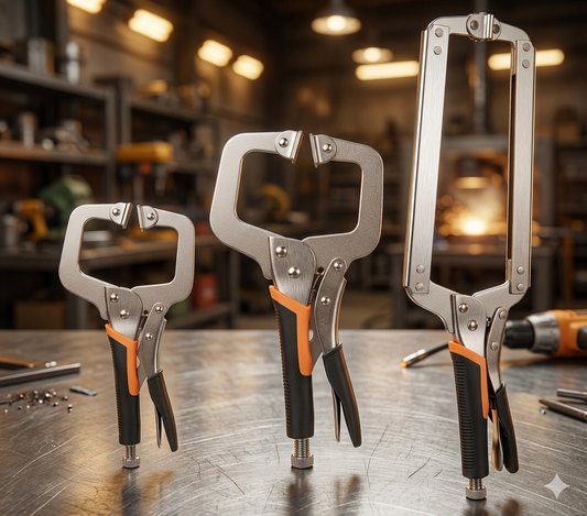 Heavy-Duty Welding C-Clamp Locking Pliers 6" 9" 11" 14" 18" – C-Type Vice Grip Rubber Handle