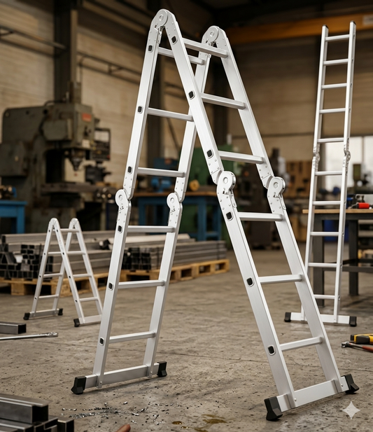 Aluminium Folding FOLDABLE Ladder Step Extension Multi Purpose 3.7M/4.7M/5.7M/6.7M