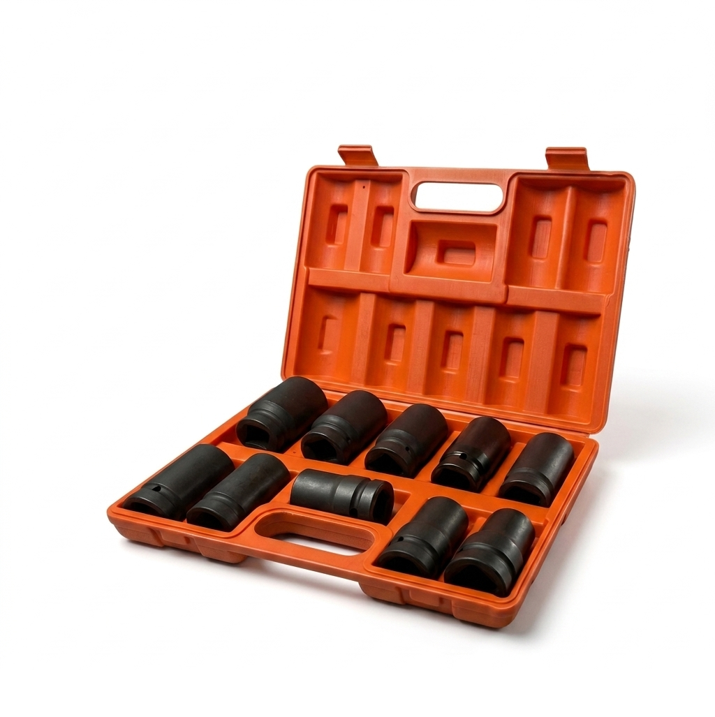 10PCS 1" Dr TRUCK WHEEL NUT STUD IMPACT SOCKET SET WHEEL TYRE WRENCH AIR