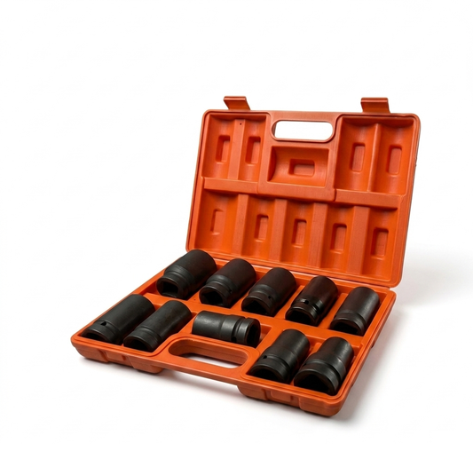10PCS 1" Dr TRUCK WHEEL NUT STUD IMPACT SOCKET SET WHEEL TYRE WRENCH AIR