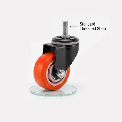 Orange PU Castor Wheels 1.5" 2" 3" 4" 5" – Swivel / Brake / Fixed Plate Bolt