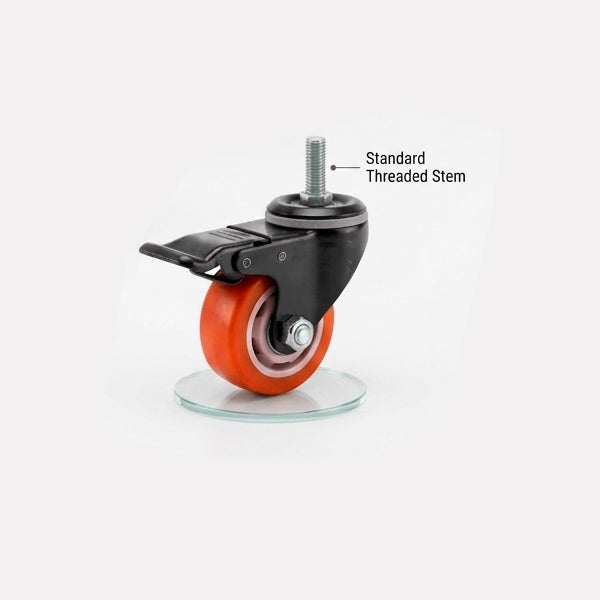 Orange PU Castor Wheels 1.5" 2" 3" 4" 5" – Swivel / Brake / Fixed Plate Bolt
