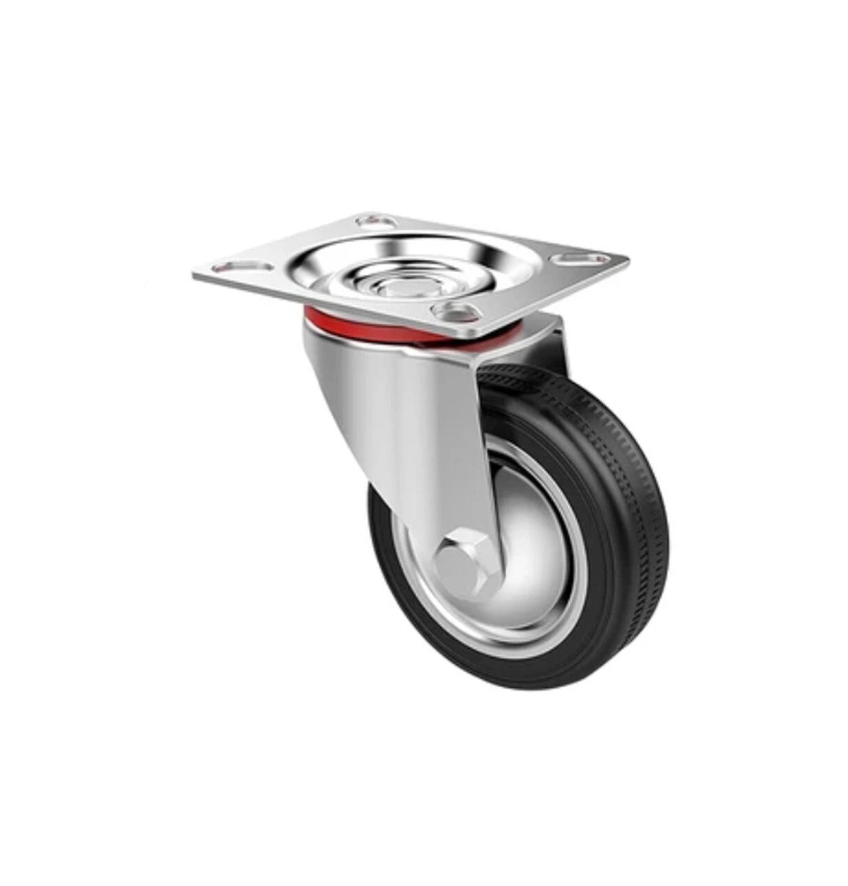 Black Rubber Castor Wheels 3" 4" 5" – Swivel / Brake / Fixed | M12x45mm Bolt