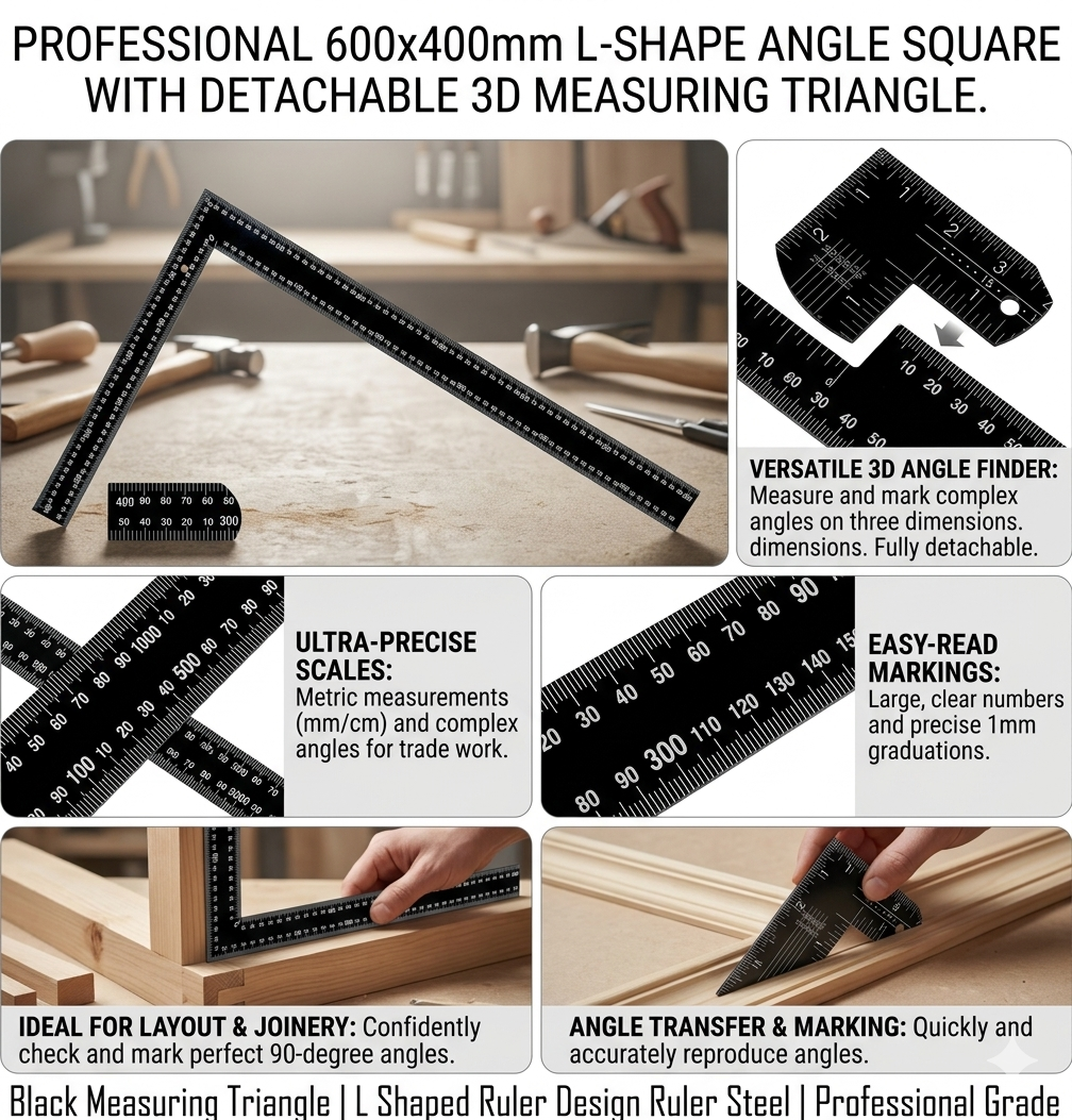 600x400mm Steel L-Shaped Angle Square Measuring Triangle Ruler | WJ ...