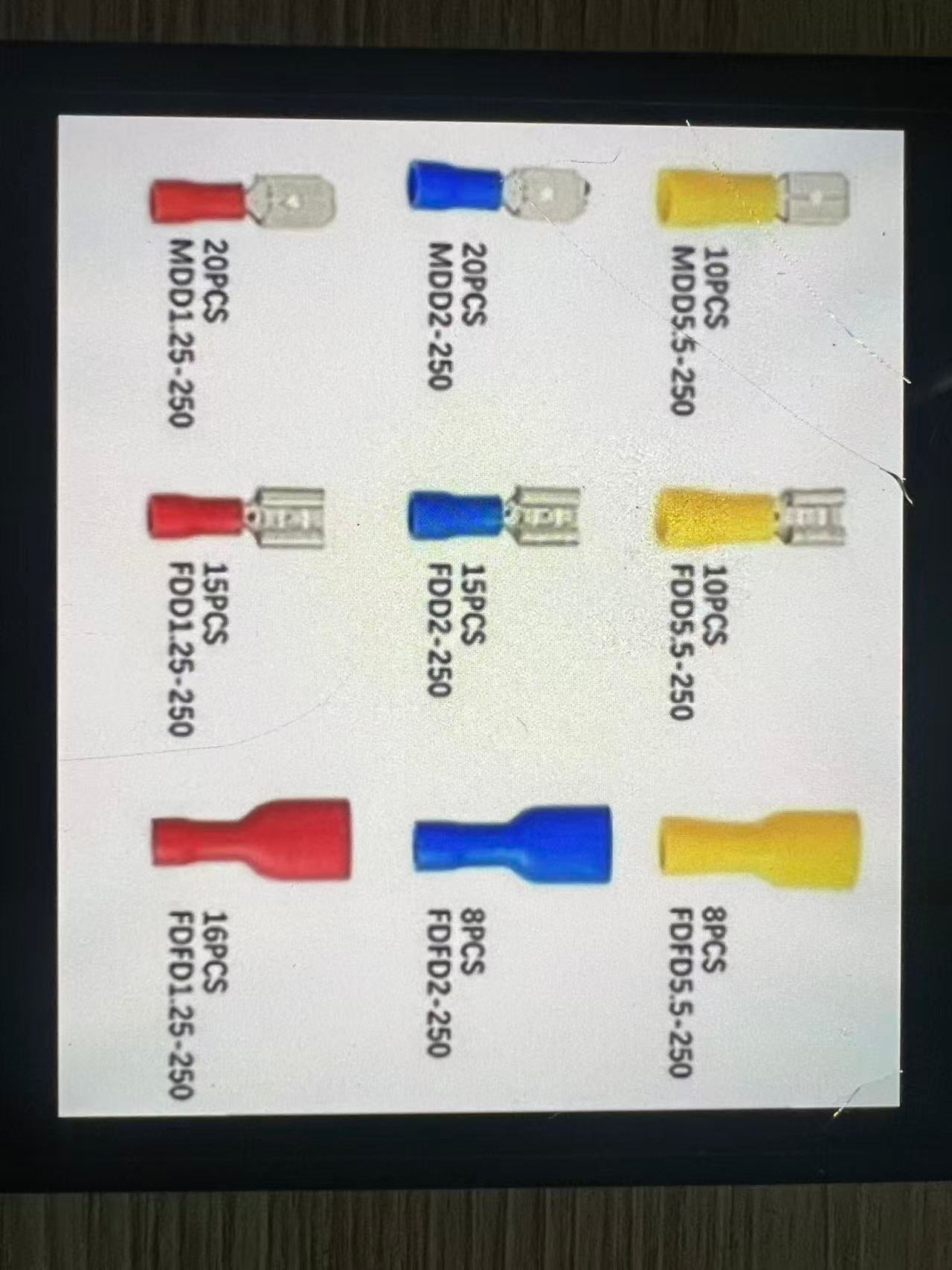 122PCS Insulated Wire Crimp Terminal Kit Female Spade Connectors 6.3mm Red Blue yellow