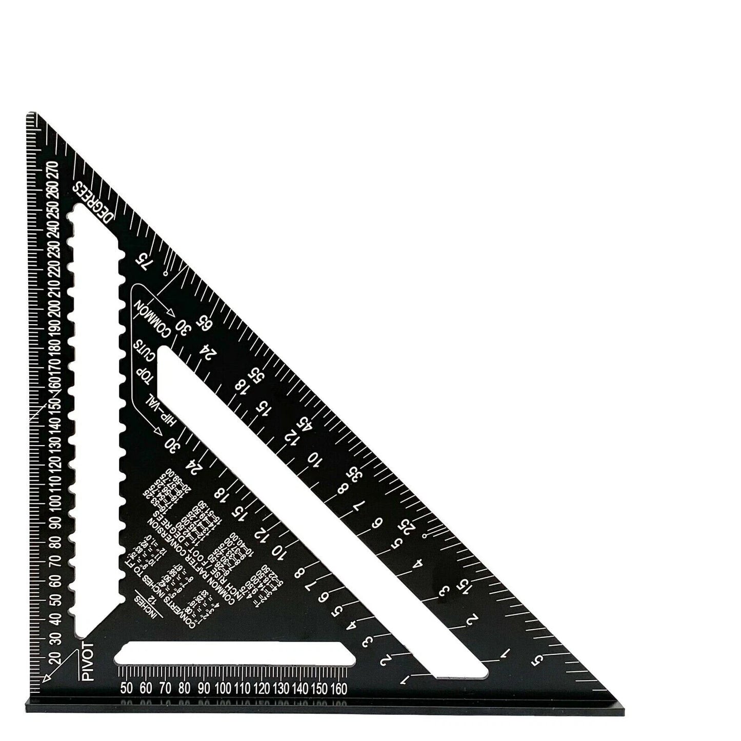 7/12 inch Black Aluminium Alloy Triangle Angle Speed Square Protractor Guide Ruler