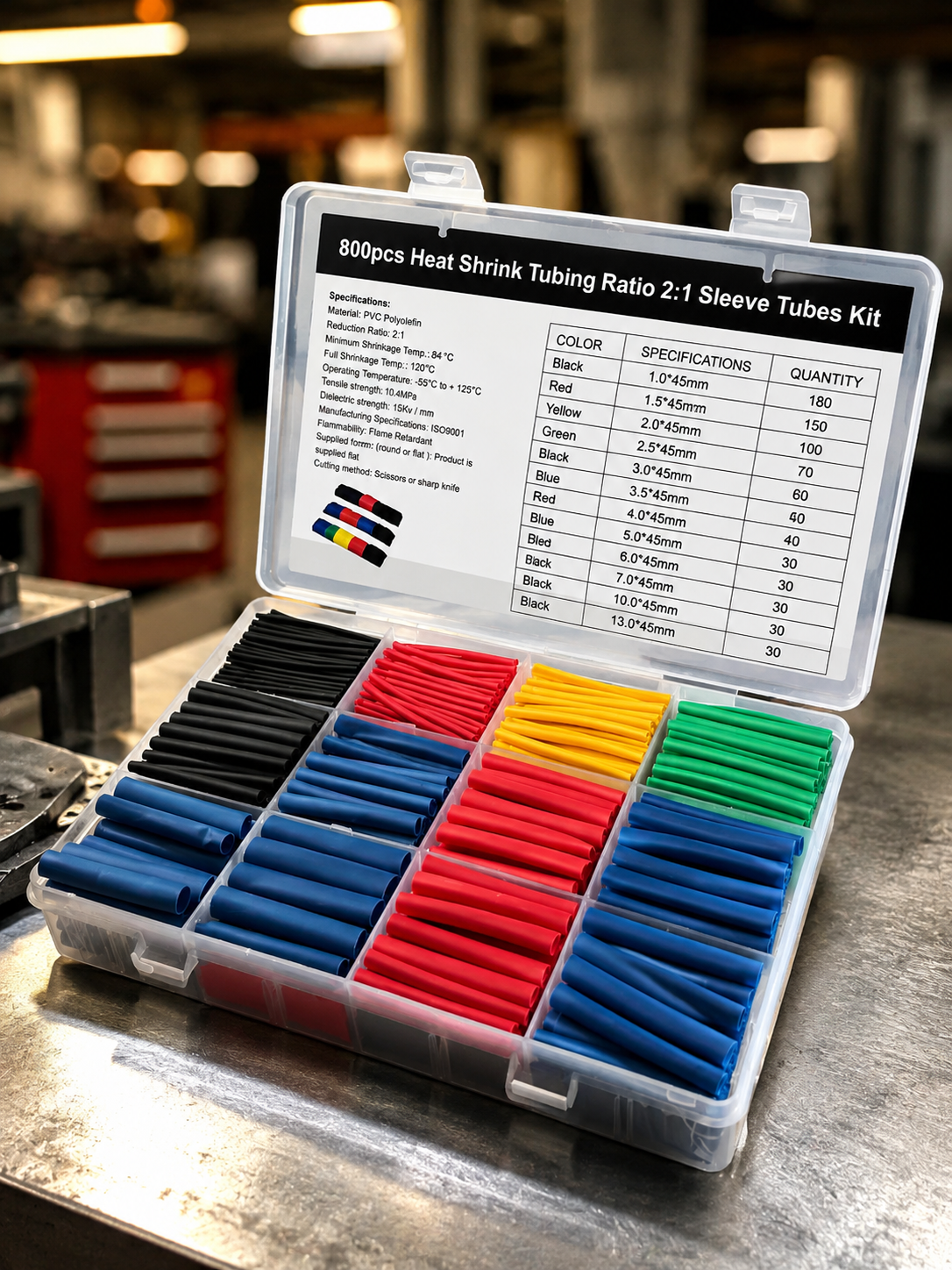 800PCS Heat Shrink Tubing Assortment 2:1 Electric Insulation Heat Shrink Tube