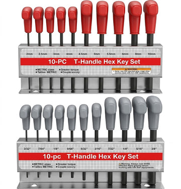 T Handle Hex Key Set Metric and SAE 10 to Allen Keys T Bar Wrench