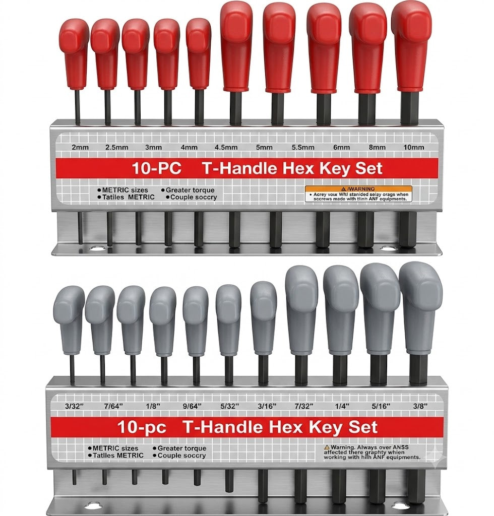 T Handle Hex Key Set Metric and SAE 10 to Allen Keys T Bar Wrench
