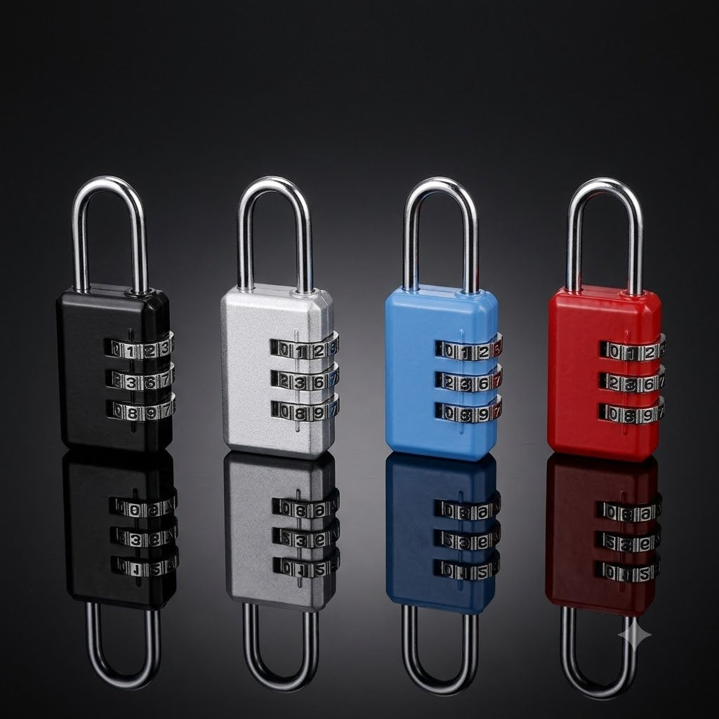 3 Digit Combination Lock Travel Padlock – Resettable · No Keys Required