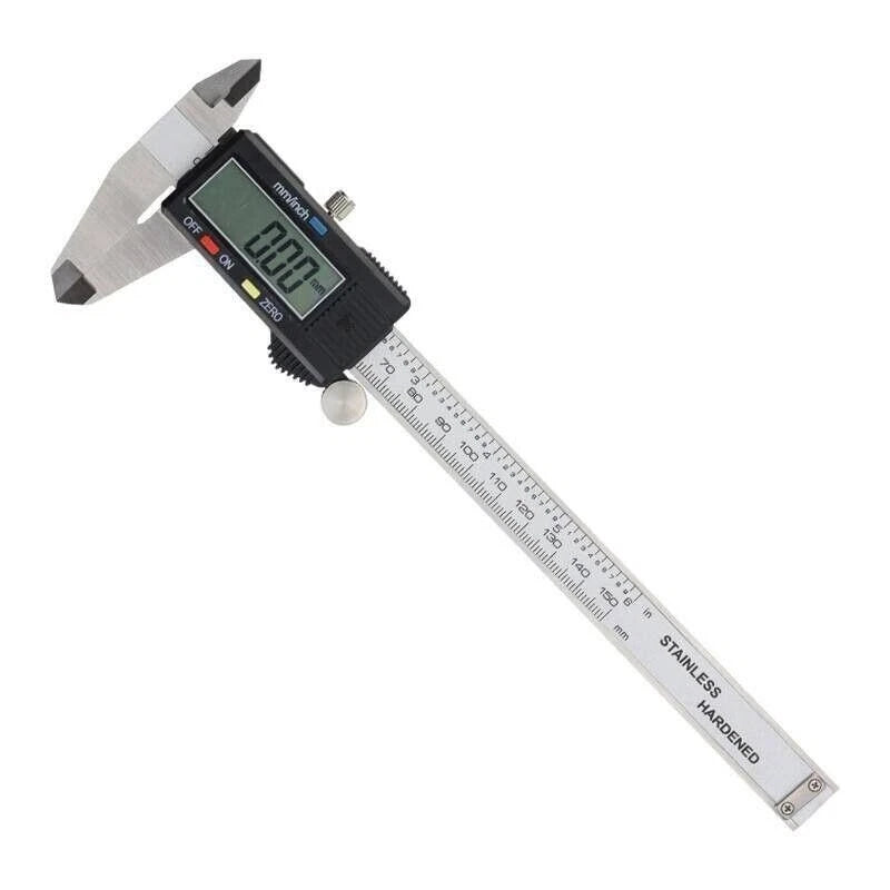 Stainless steel digital vernier caliper 150mm with LCD screen and mm inch conversion