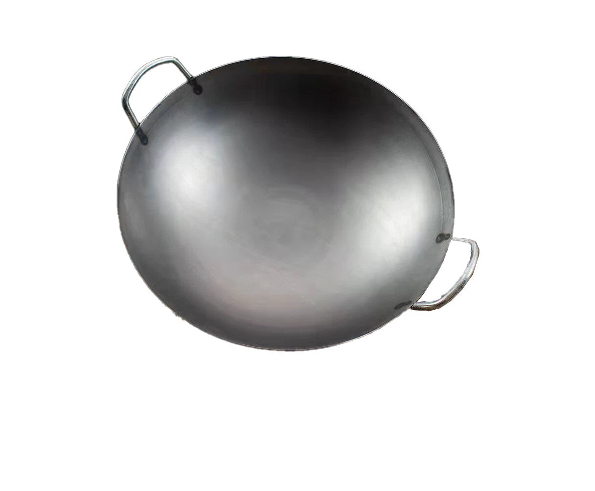 Heavy Duty Commercial Wrought Cast iron Carbon Steel Wok – Double Handle (36cm–65cm)