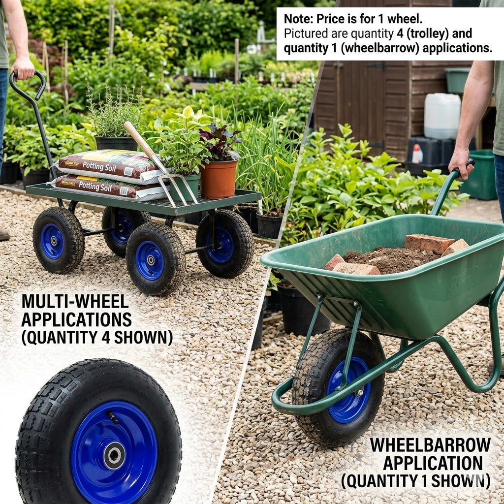 13" 4.00-6 Pneumatic Wheelbarrow Wheel with 16MM/20MM Bore Offset Hub