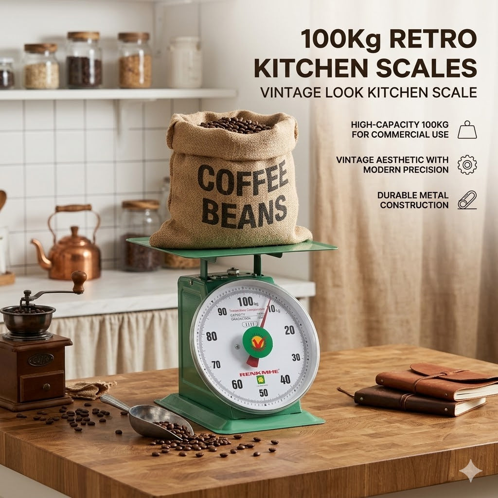 100KG Retro Mechanical Kitchen Scale: Vintage Design for Precise Weighing of Food, Fruit, and Meat ( 100kg Capacity) kitchen