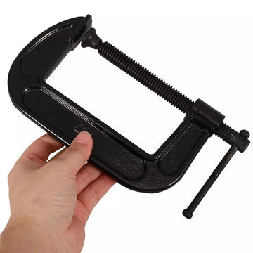 Heavy duty black G-clamp cast iron frame with adjustable screw handle