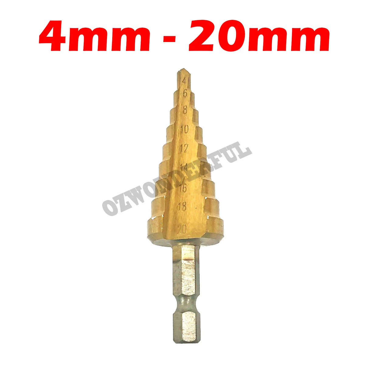 HSS titanium coated step drill bit 4mm to 20mm with hex shank for cone hole cutting