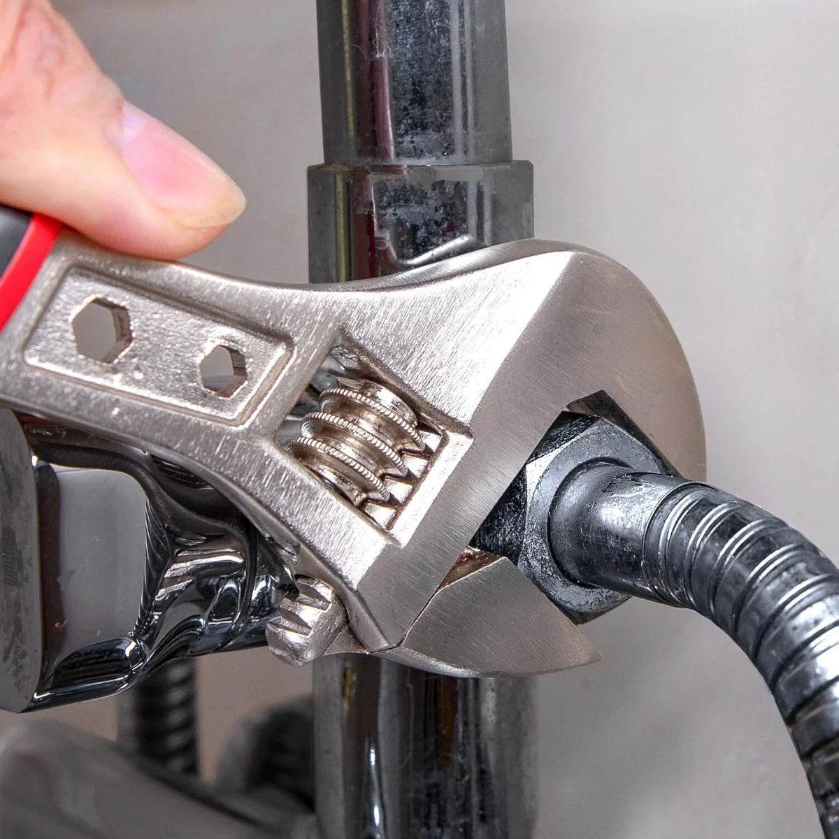 6"/8"/10"/12" Heavy Duty Adjustable Wrench Set with Extra Wide Open Jaw, Shifter Spanner for Large Nuts & Pipes