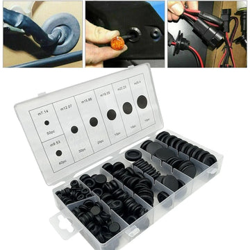 170PC Auto Rubber Grommet Assortment 7 Popular Sizes Fastener Kit Blanking