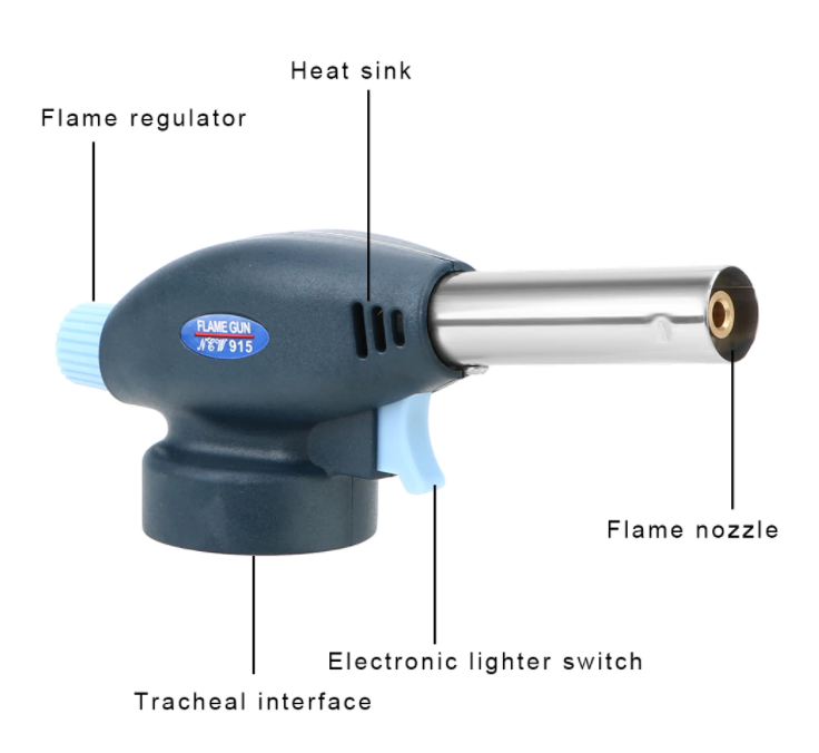 Blue Gas Torch – 1350℃ · Adjustable Flame · Windproof · Waterproof · Electronic Ignition