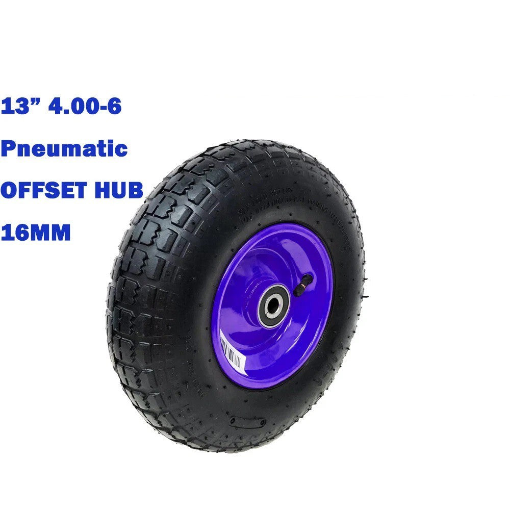 13" 4.00-6 Pneumatic Wheelbarrow Wheel with 16MM/20MM Bore Offset Hub