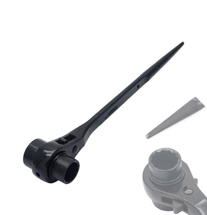 Professional Scaffold Double Socket Podger Ratchet Wrench, Dual Head Gear Spanner for Construction, Heavy-Duty, Efficient Fastening Tool for Scaffolding, Durable Steel Build，CR-V