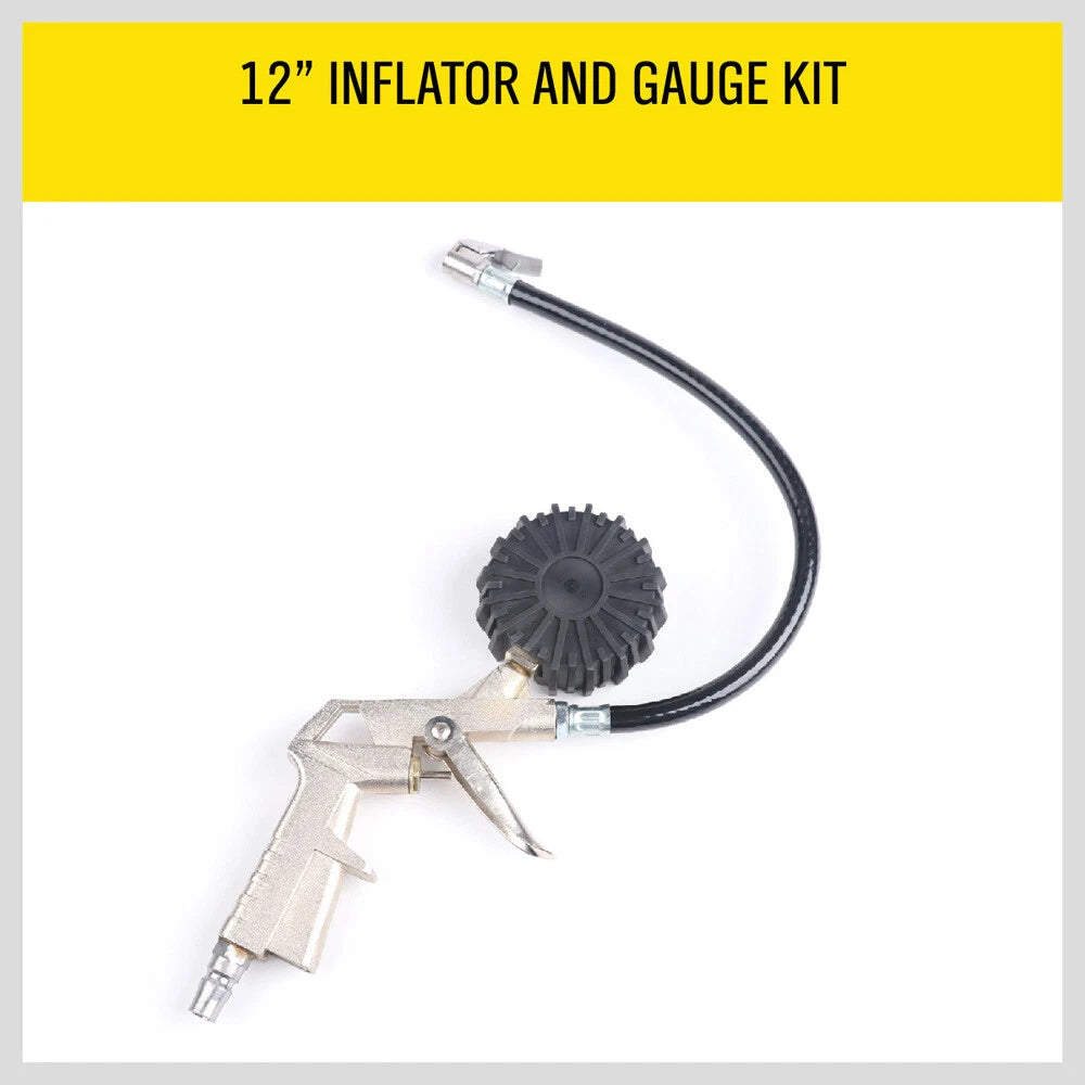 12″ Inflator and Gauge Kit — Tire Air Pressure Gauge with Inflating Gun · 0-220PSI