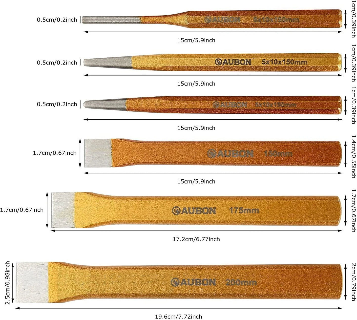 6Pcs Cold Chisel Set Chisel with Canvas Bag, Heavy Duty Chisels Set for Brickwor