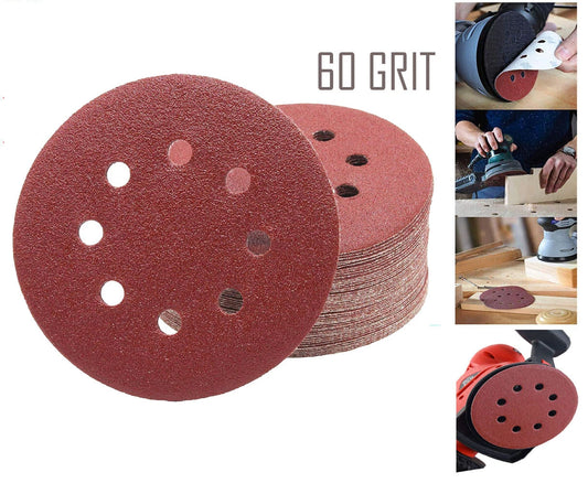 115/125x22mm 8 Holes Round Sanding Discs Disc Sanding paper 40/60/80/120/240Grit