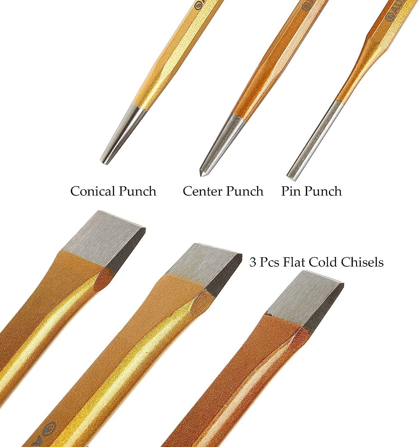 6Pcs Cold Chisel Set Chisel with Canvas Bag, Heavy Duty Chisels Set for Brickwor
