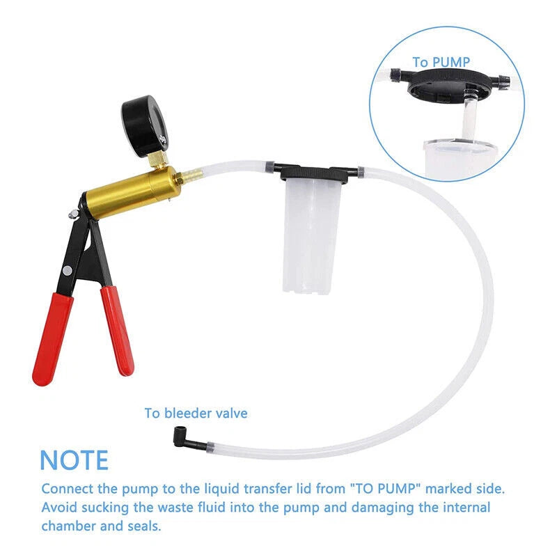 Vacuum Pump Hand Held Brake Bleeder Tester Set Bleed Kit Car Motorbike Bleeding