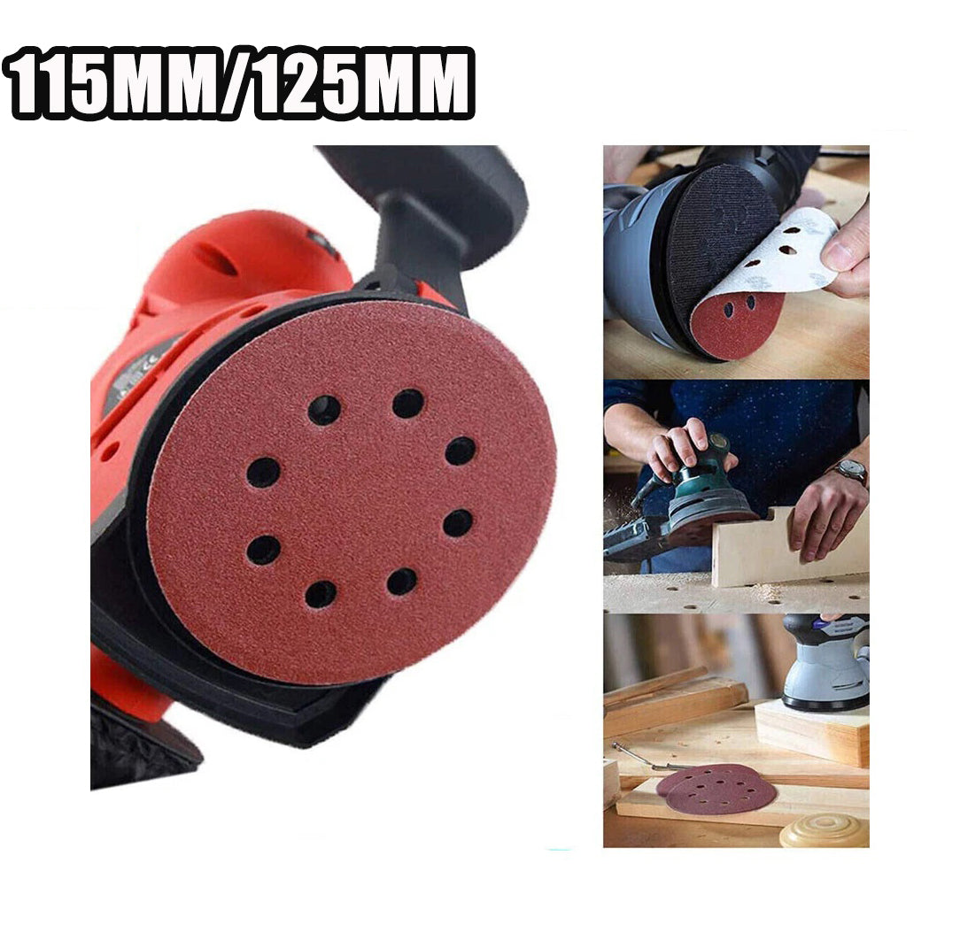 115/125x22mm 8 Holes Round Sanding Discs Disc Sanding paper 40/60/80/120/240Grit