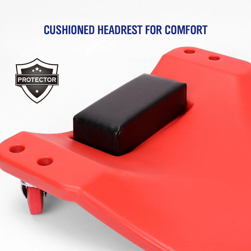 100cm Workshop Creeper Garage Mechanic Repair Trolley Laying Roller Auto Tool Red/Black