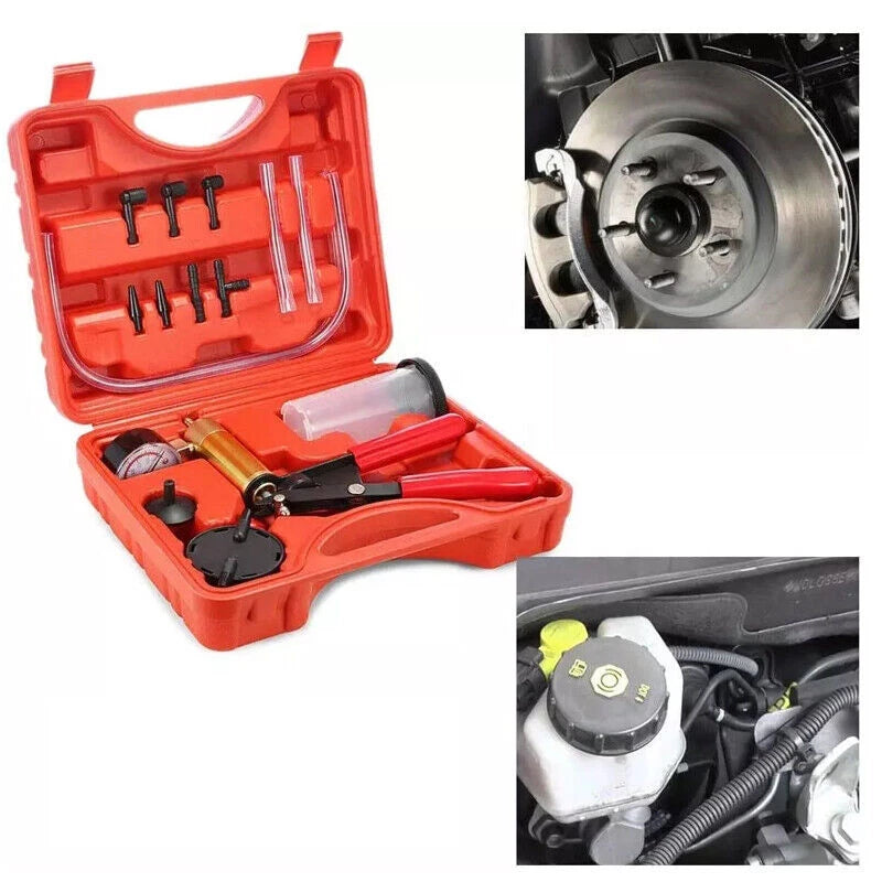Vacuum Pump Hand Held Brake Bleeder Tester Set Bleed Kit Car Motorbike Bleeding