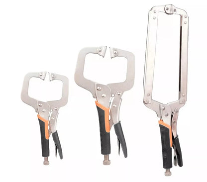 Heavy-Duty Welding C-Clamp Locking Pliers 6" 9" 11" 14" 18" – C-Type Vice Grip Rubber Handle
