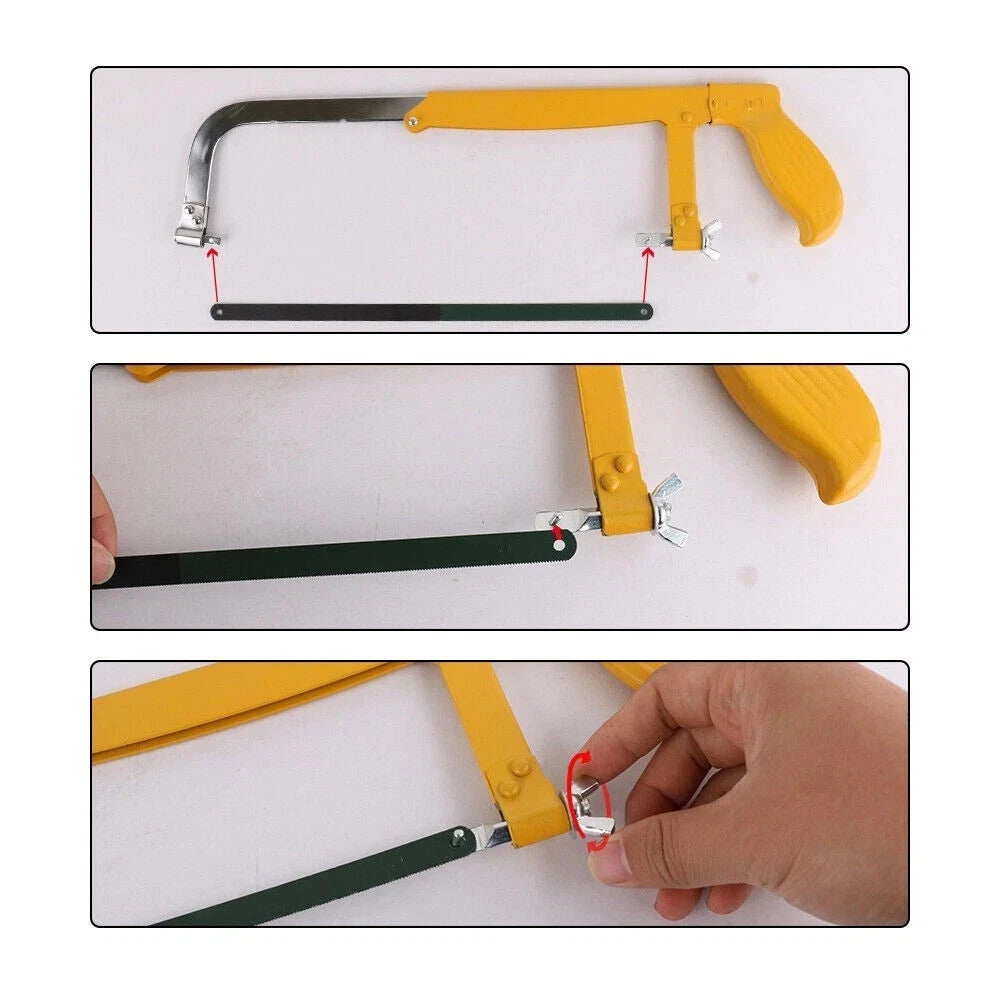 Hacksaw Frame Adjustable Metal Hack Saw Steel Heavy Duty DIY 200/250/300mm