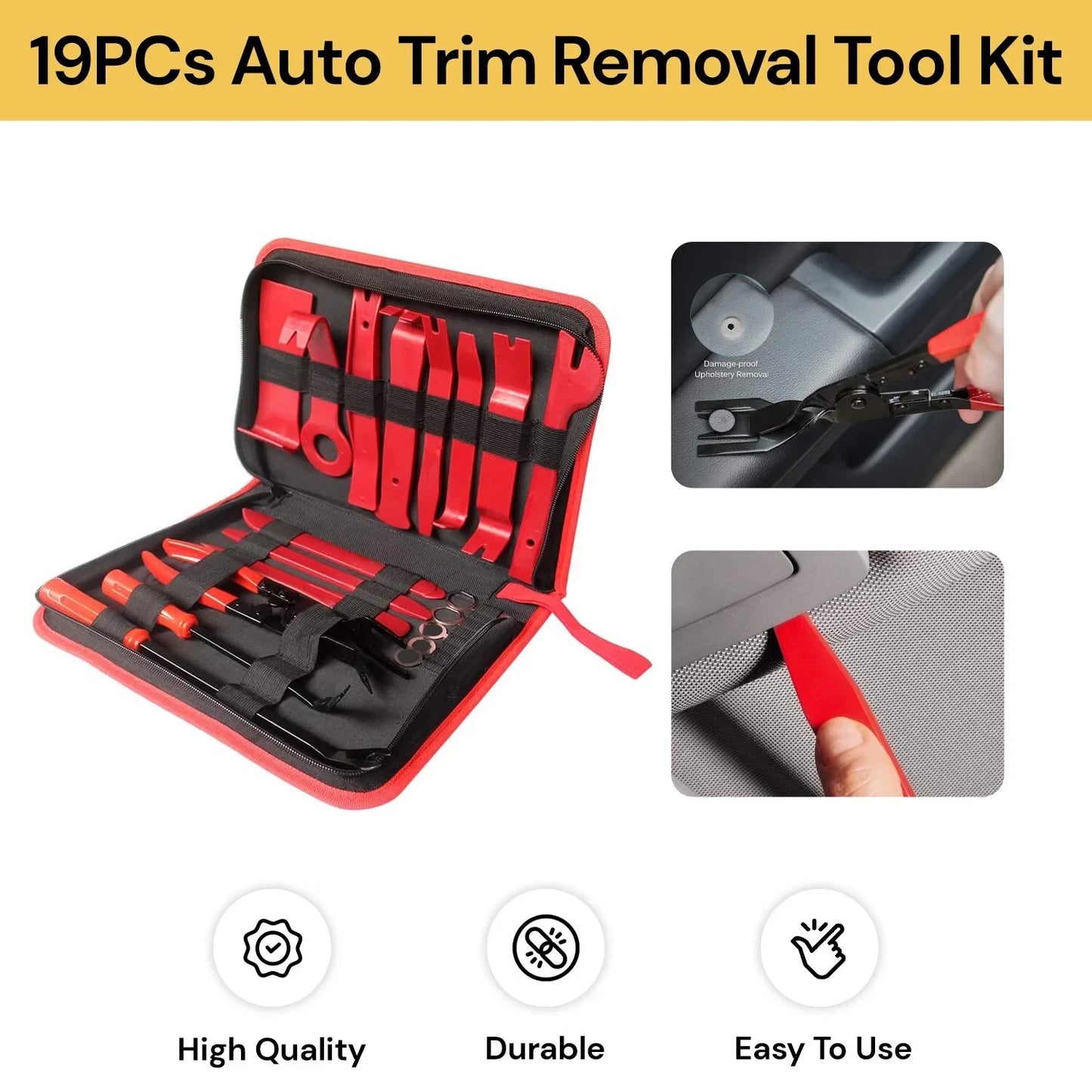 19PCS Car Trim Removal Tool Auto Hand Plastic Pry Bar Panel Door Clip Interior