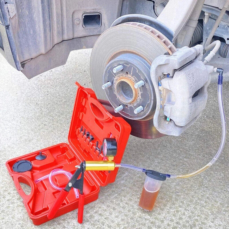 Vacuum Pump Hand Held Brake Bleeder Tester Set Bleed Kit Car Motorbike Bleeding