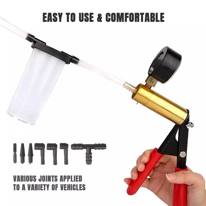 Vacuum Pump Hand Held Brake Bleeder Tester Set Bleed Kit Car Motorbike Bleeding