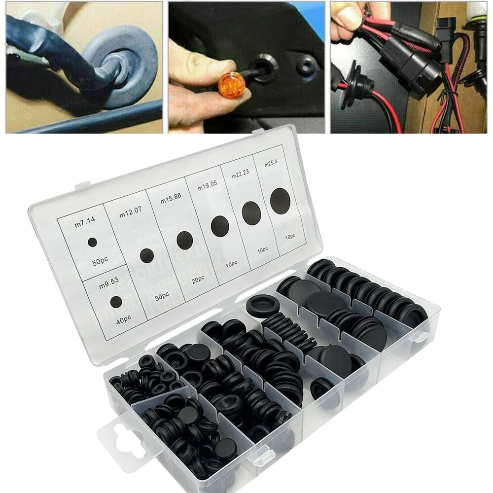 170PCS Rubber Grommet Kit – 7 Common Sizes · Black · Superior Rubber