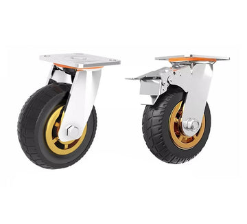 6" Heavy Duty Swivel Caster Wheels, 300KG Capacity, Rubber, Swivel or Brakes, Grey Color - Industrial Load-Bearing Casters for Trolleys, Carts, Workbenches, and Equipment