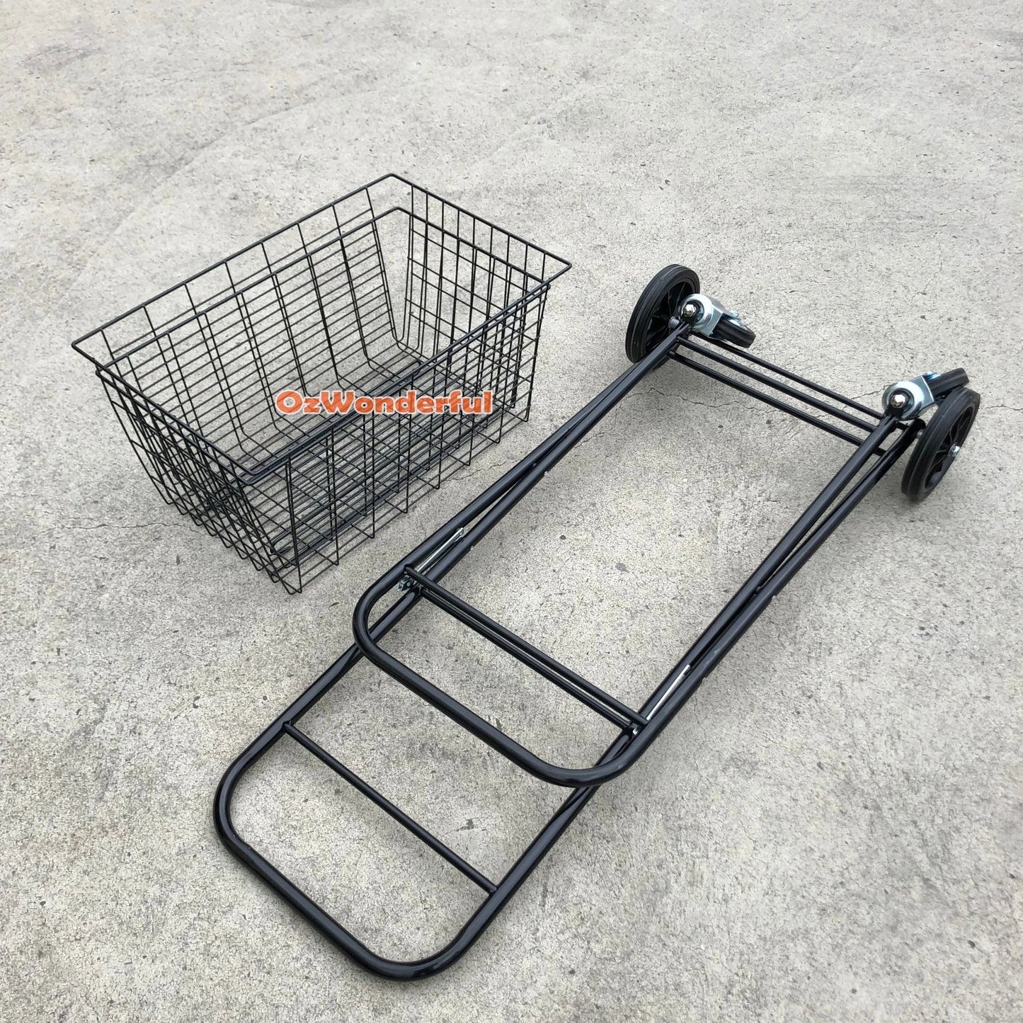 2 Tier Shopping Trolley Double Basket Swivel Wheel Collapsible Tennis Ball Cart