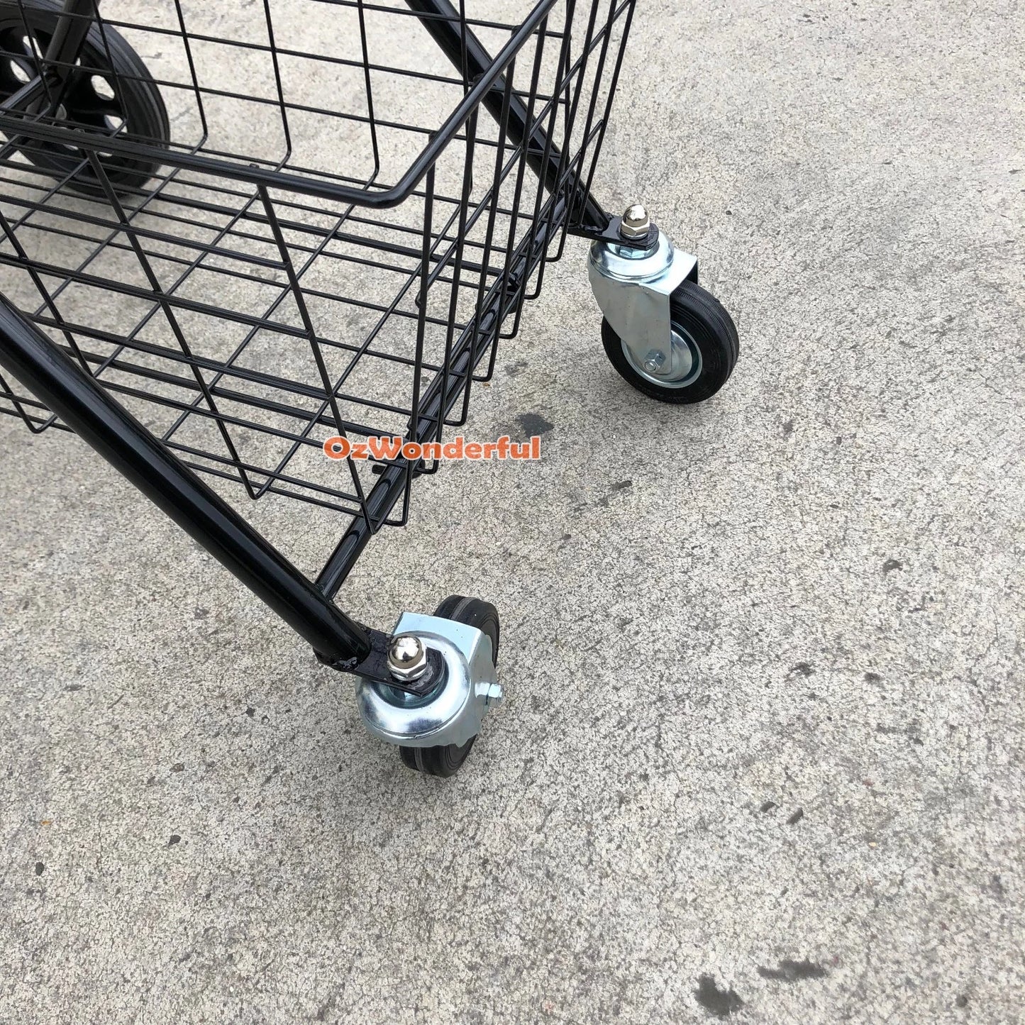 2 Tier Shopping Trolley Double Basket Swivel Wheel Collapsible Tennis Ball Cart