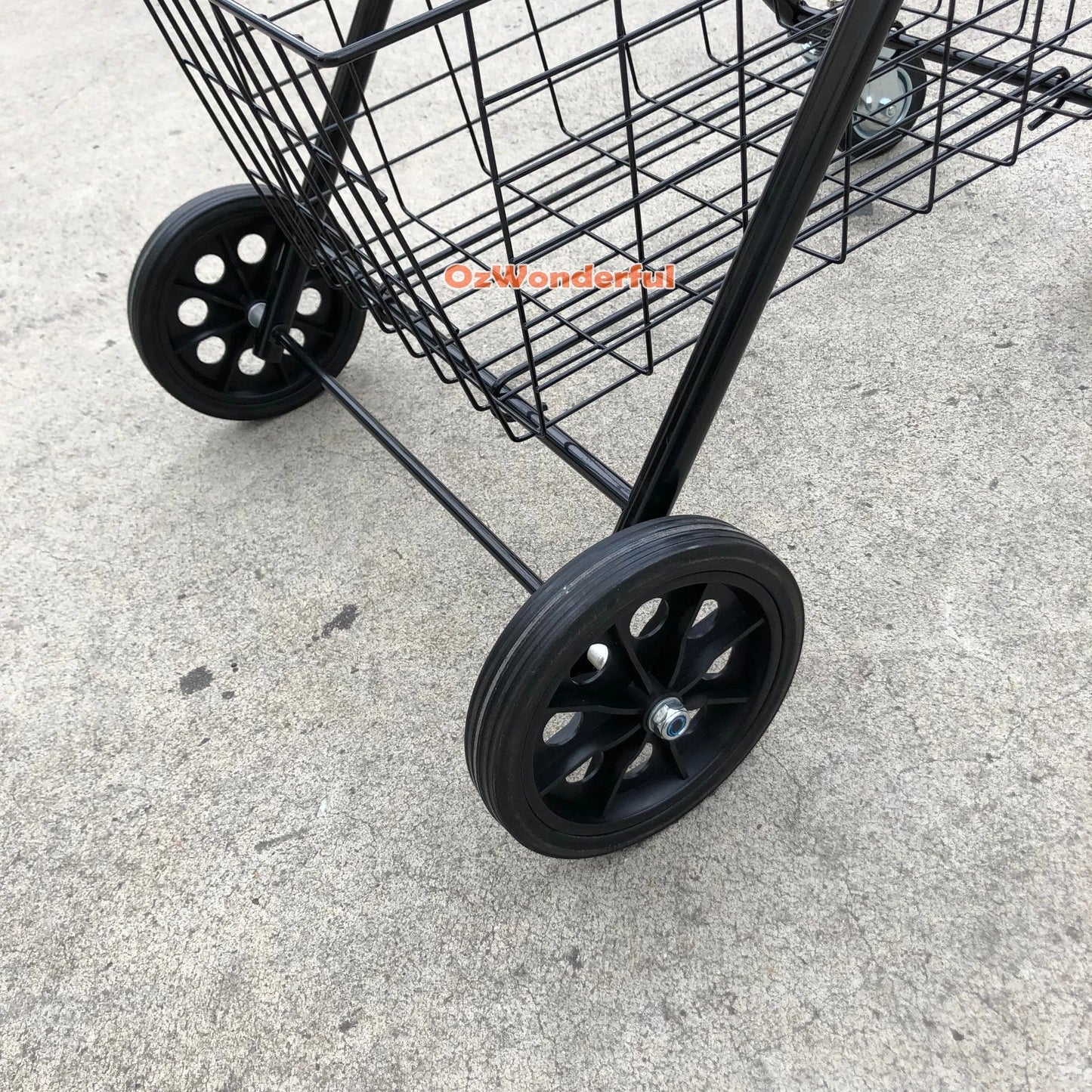 2 Tier Shopping Trolley Double Basket Swivel Wheel Collapsible Tennis Ball Cart
