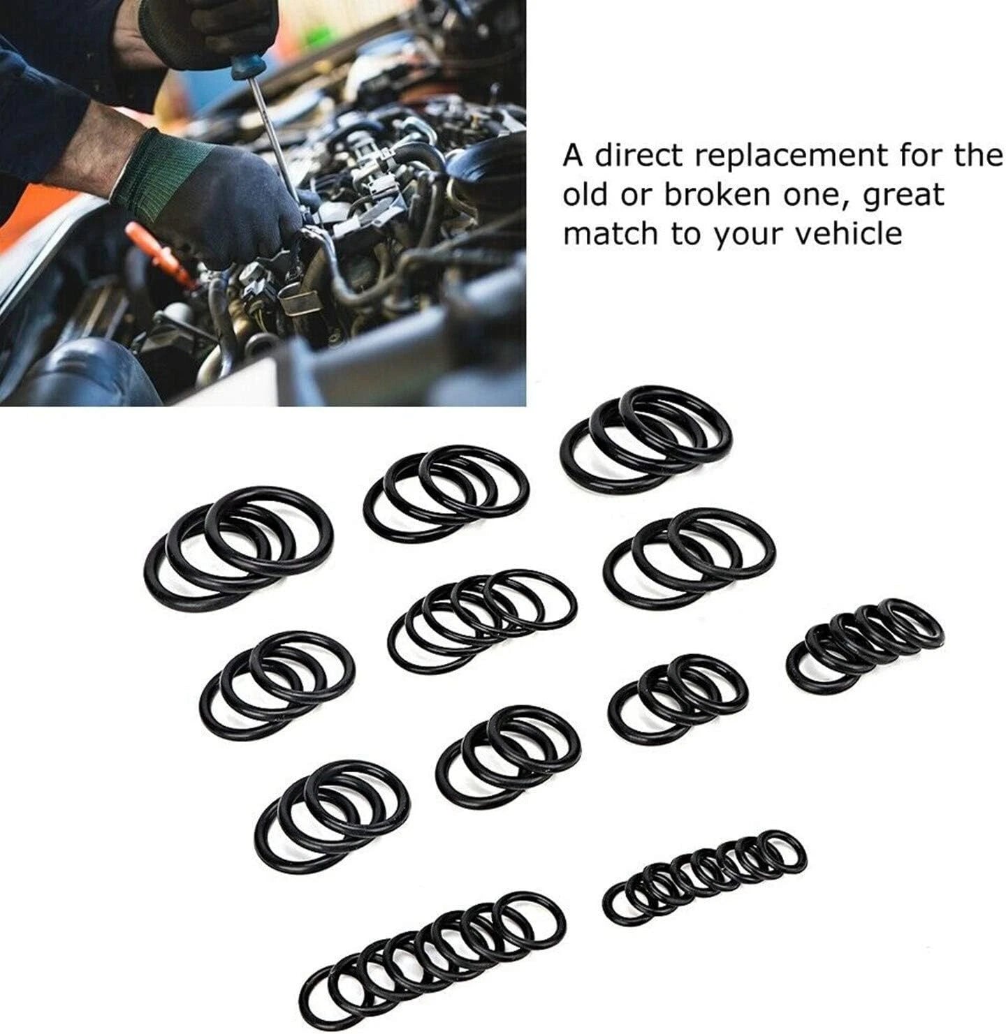 225Pcs Rubber O-Ring Assortment Set Gasket Automotive Seal O Ring Kit Supplies