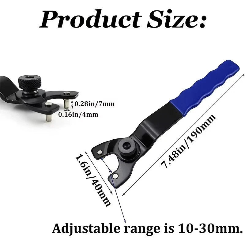 Adjustable Angle Grinder 195mm Key Wrench Wrenches Pin Spanner Nuts Tool