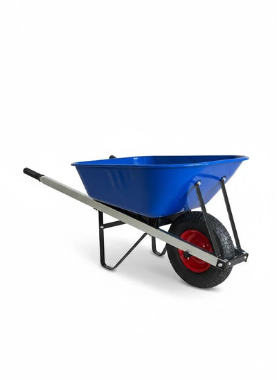Heavy Duty 100L Metal Tray Wheelbarrow Blue, Single Wheel，6.50-8，