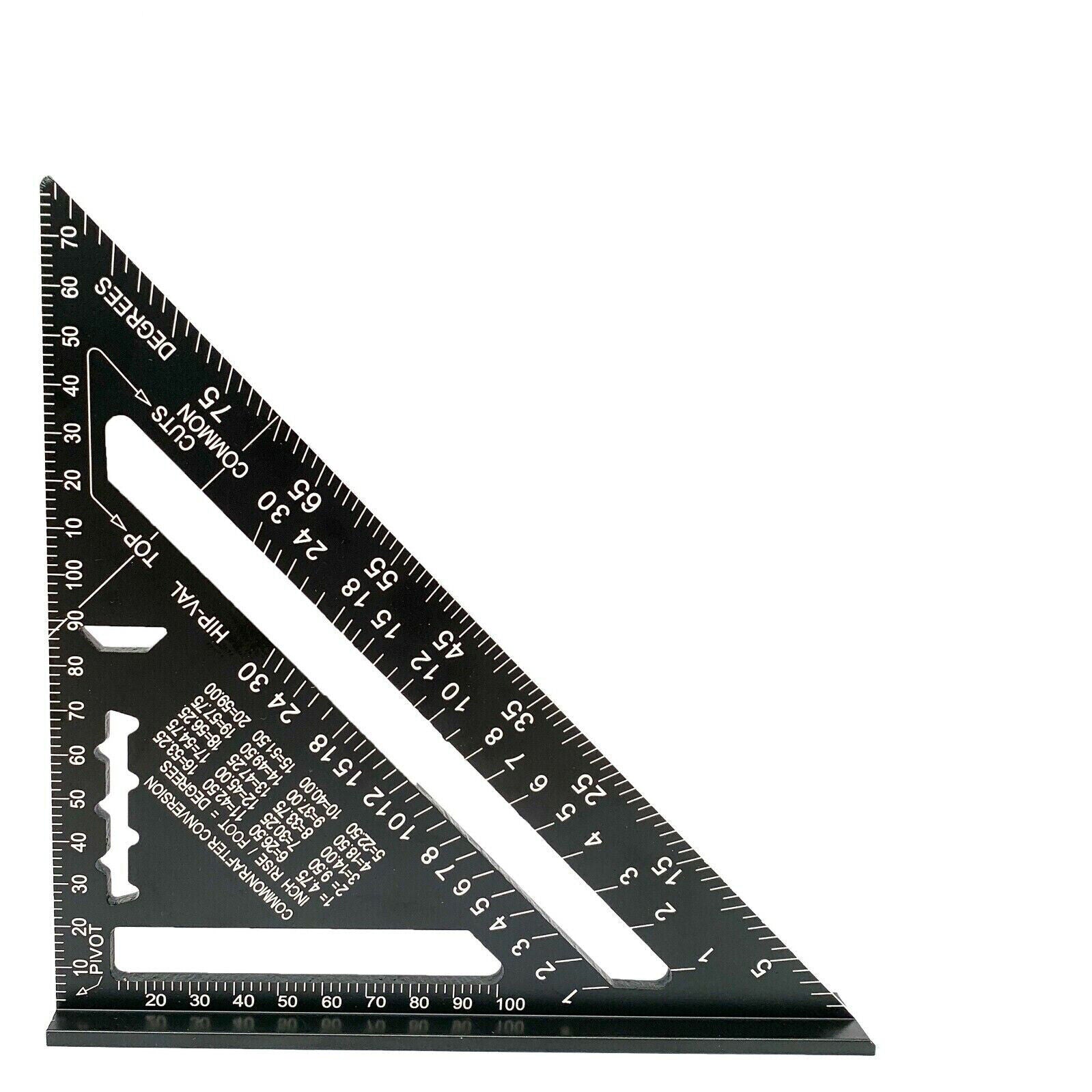 7-inch Black aluminum square protractor ruler, durable measuring tool for precise angle measurements in woodworking, metalworking, and DIY projects